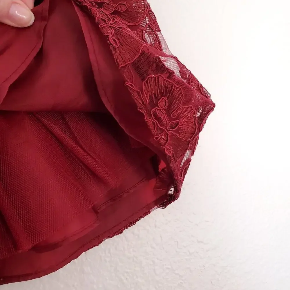 Youngland Girls Size 4 Red Glitter Floral Lace Holiday Dress Large Satin Bow
